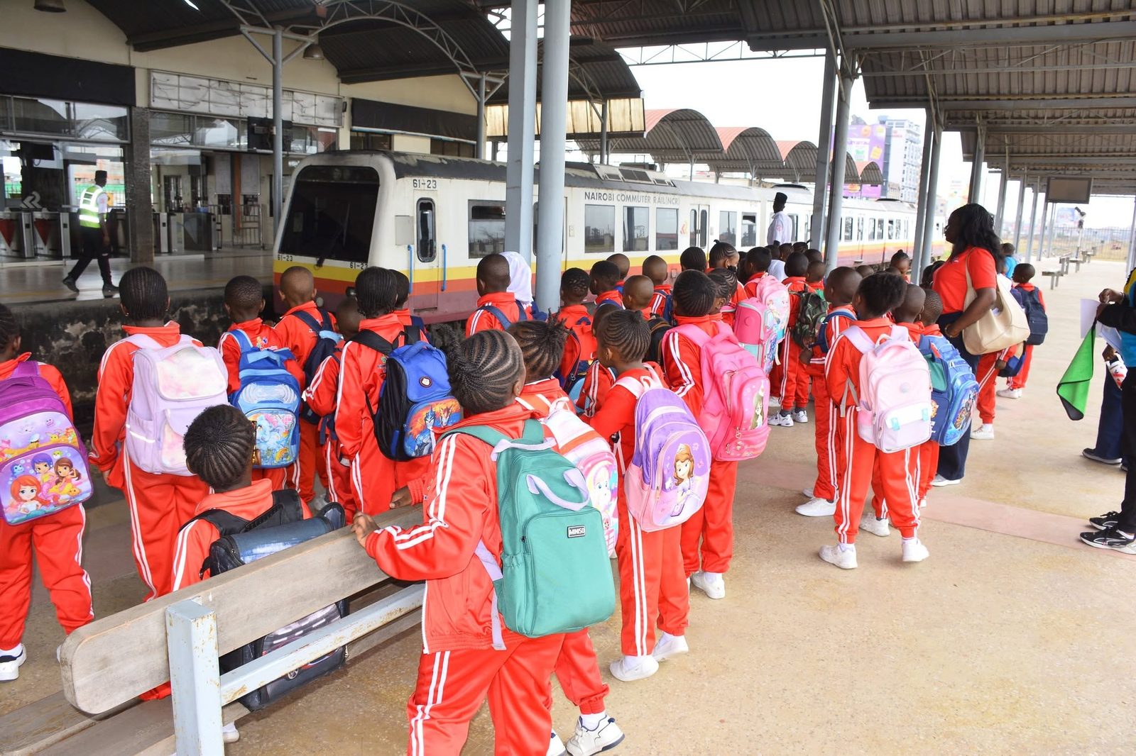 Learners on a school trip to the railway station